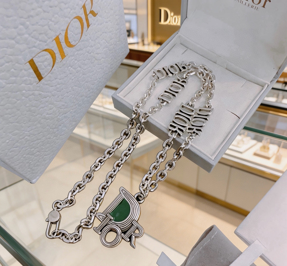 Dior Green Medallion Double-Chain Necklace - product image 6