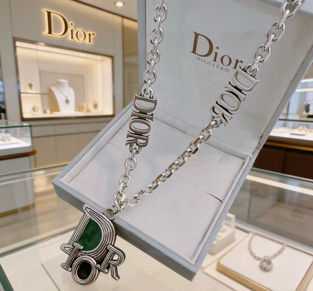 Dior Green Medallion Double-Chain Necklace - product image 5
