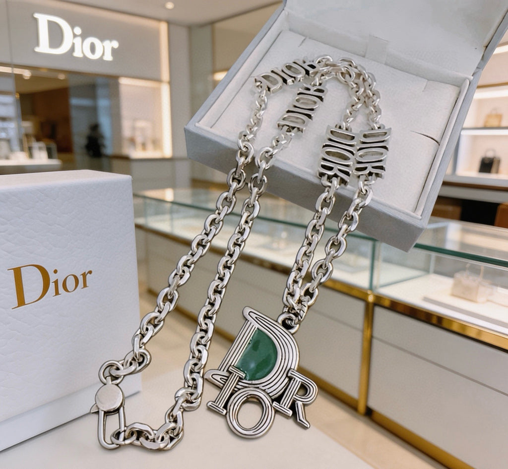 Dior Green Medallion Double-Chain Necklace - product image 1