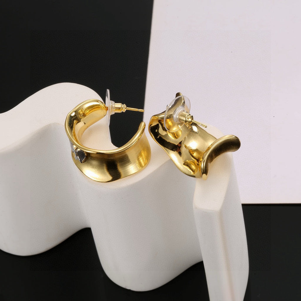 Saint Laurent Gold-Tone Monogram Huggie Hoop Earrings - album image 6