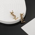 Saint Laurent Gold-Tone Petite Monogram Stud Earrings - album image 1