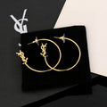 Saint Laurent Gold-Tone Monogram Thin Hoop Earrings - album image 1