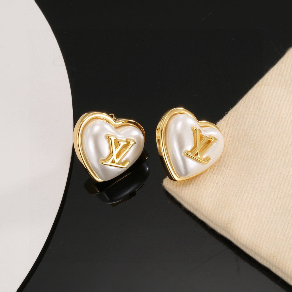 Louis Vuitton Heart LV Letter Stud Earrings - album image 7
