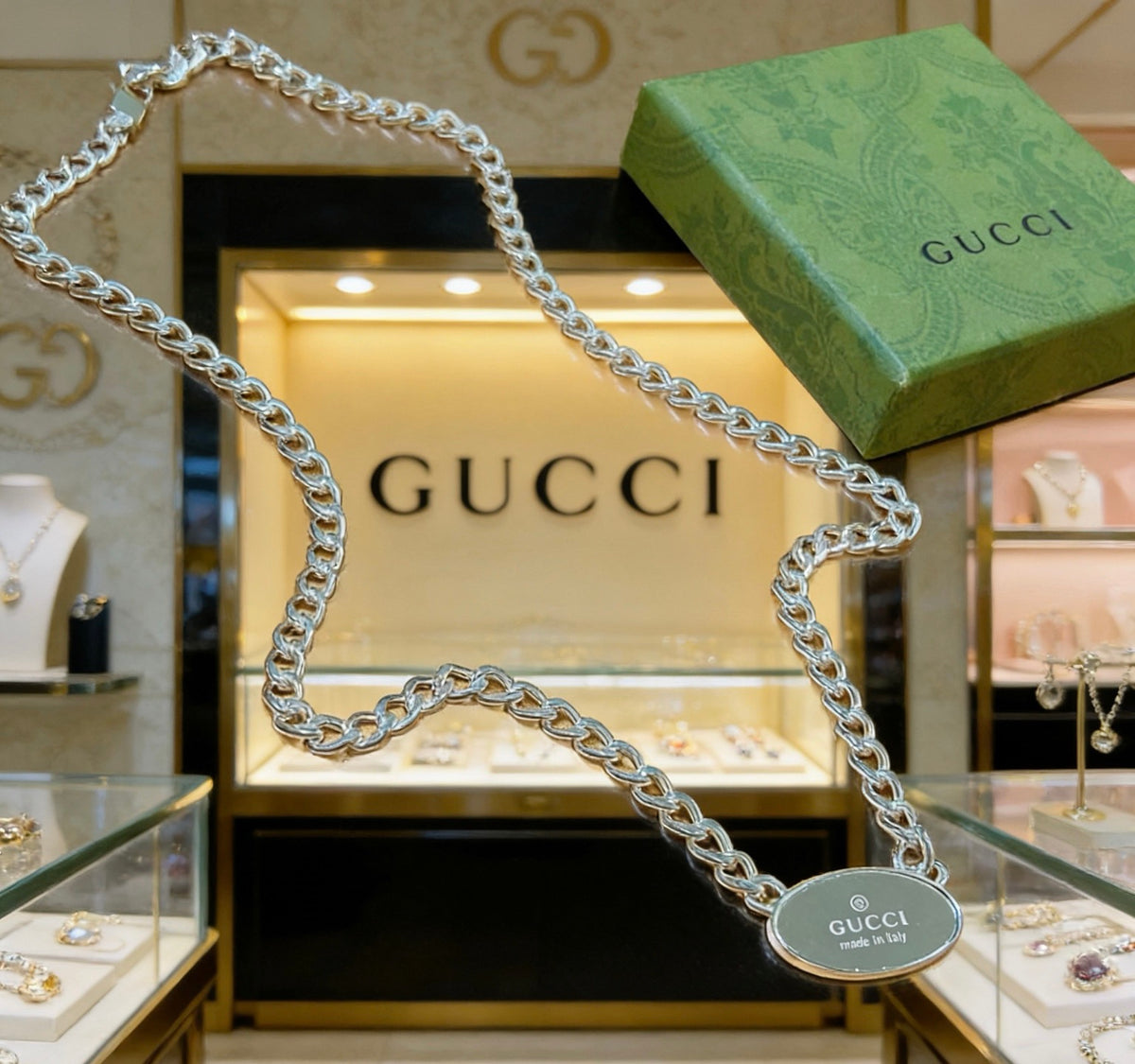 Gucci Anger Forest Interlocking G Antiqued Chain Necklace - album image 2