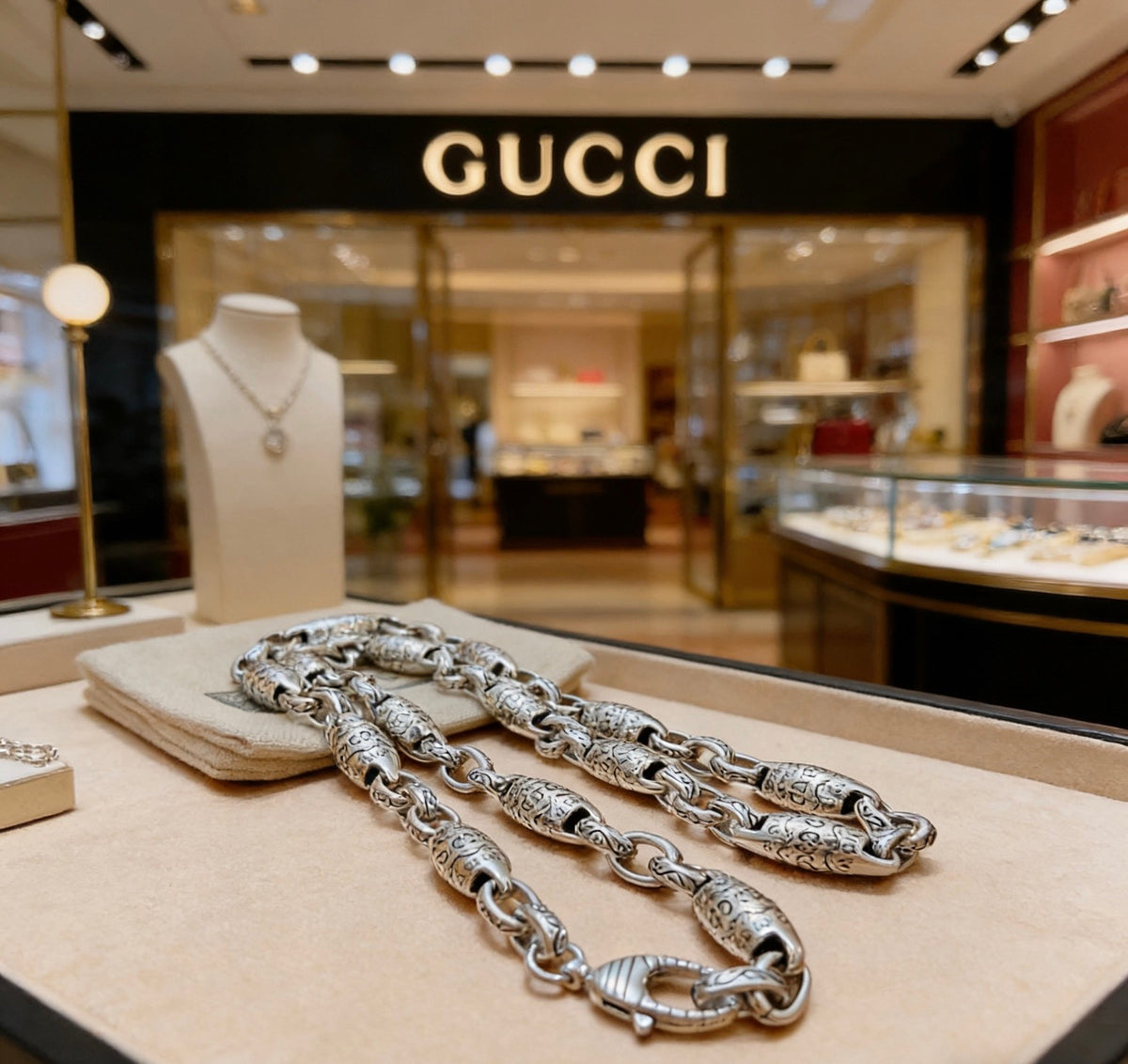 Gucci Anger Forest Interlocking G Antiqued Chain Necklace - album image 6