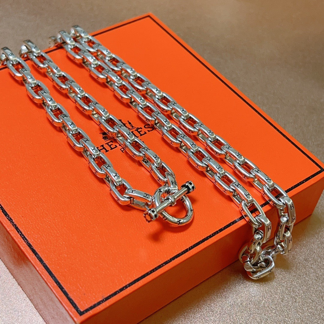 Hermès Silver-Tone Long Large Anchor-Link Necklace - album image 1