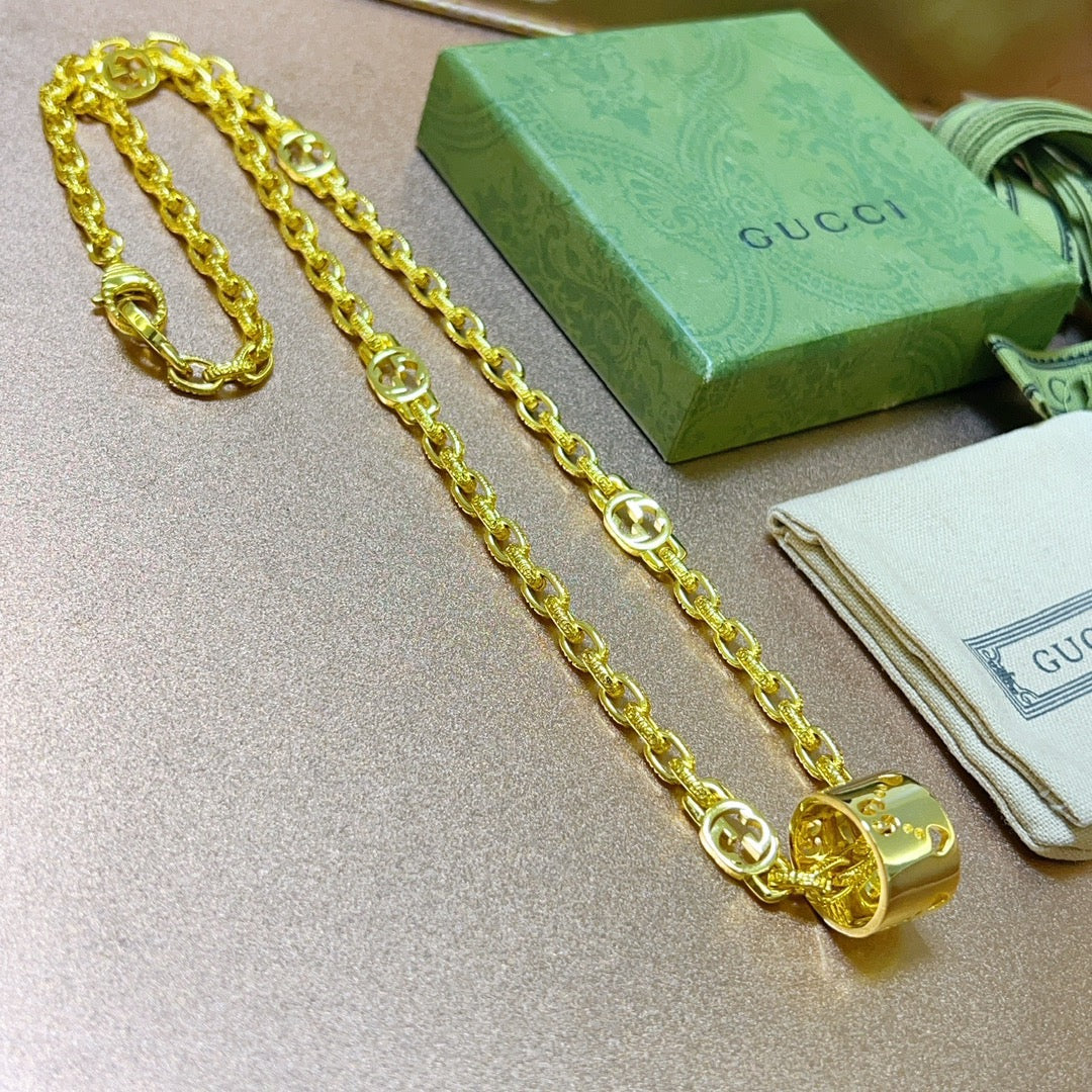 Gucci Anger Forest Interlocking G Antiqued Chain Necklace - album image 4