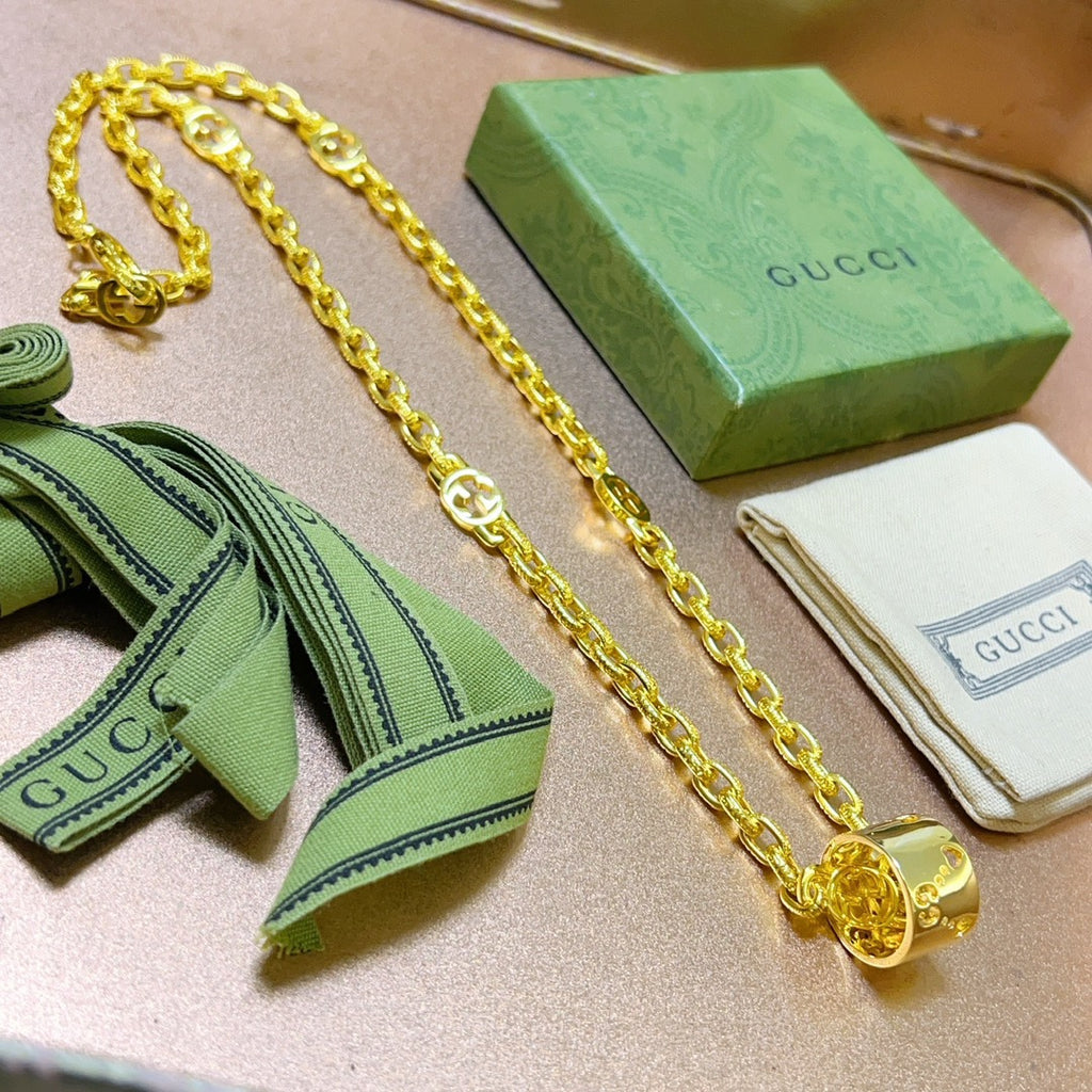 Gucci Anger Forest Interlocking G Antiqued Chain Necklace - album image 1