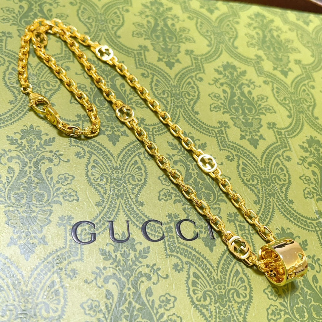 Gucci Anger Forest Interlocking G Antiqued Chain Necklace - album image 7