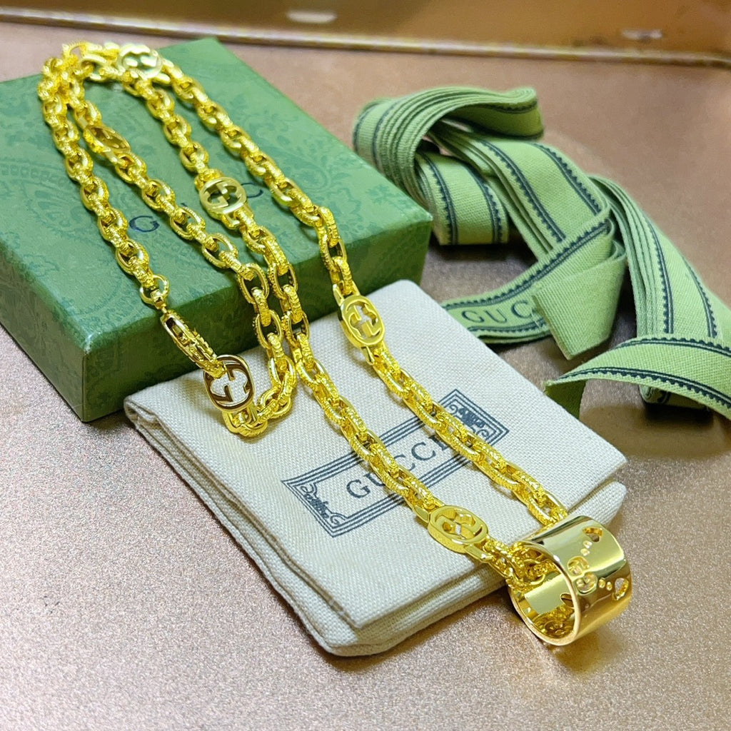 Gucci Anger Forest Interlocking G Antiqued Chain Necklace - album image 5