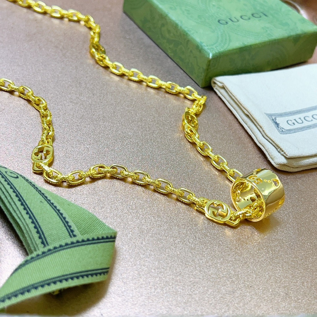Gucci Anger Forest Interlocking G Antiqued Chain Necklace - album image 8