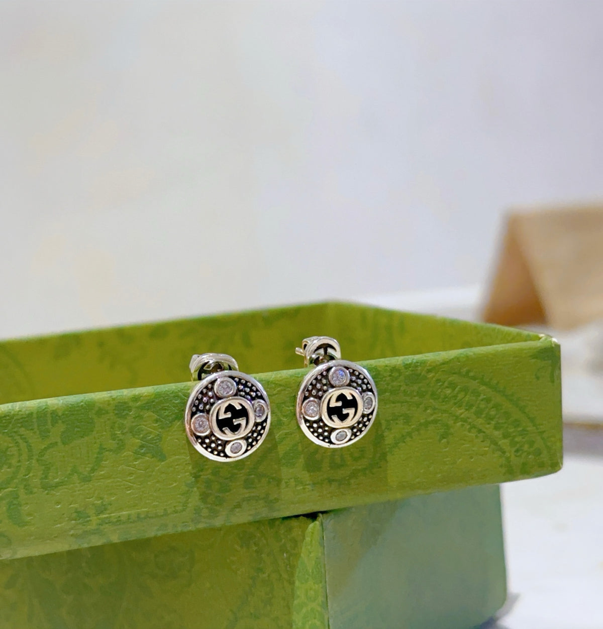 Gucci Anger Forest Interlocking G Antiqued Stud Earrings - album image 1