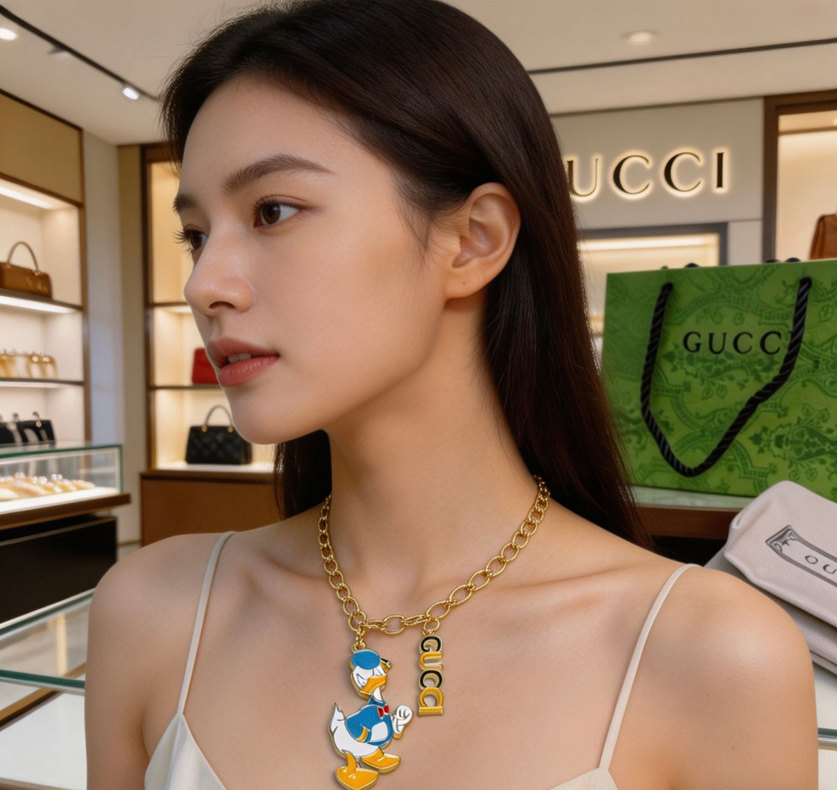Gucci Anger Forest Interlocking G Antique Silver-Tone Silver-Tone Antiqued Chain Necklace - album image 4