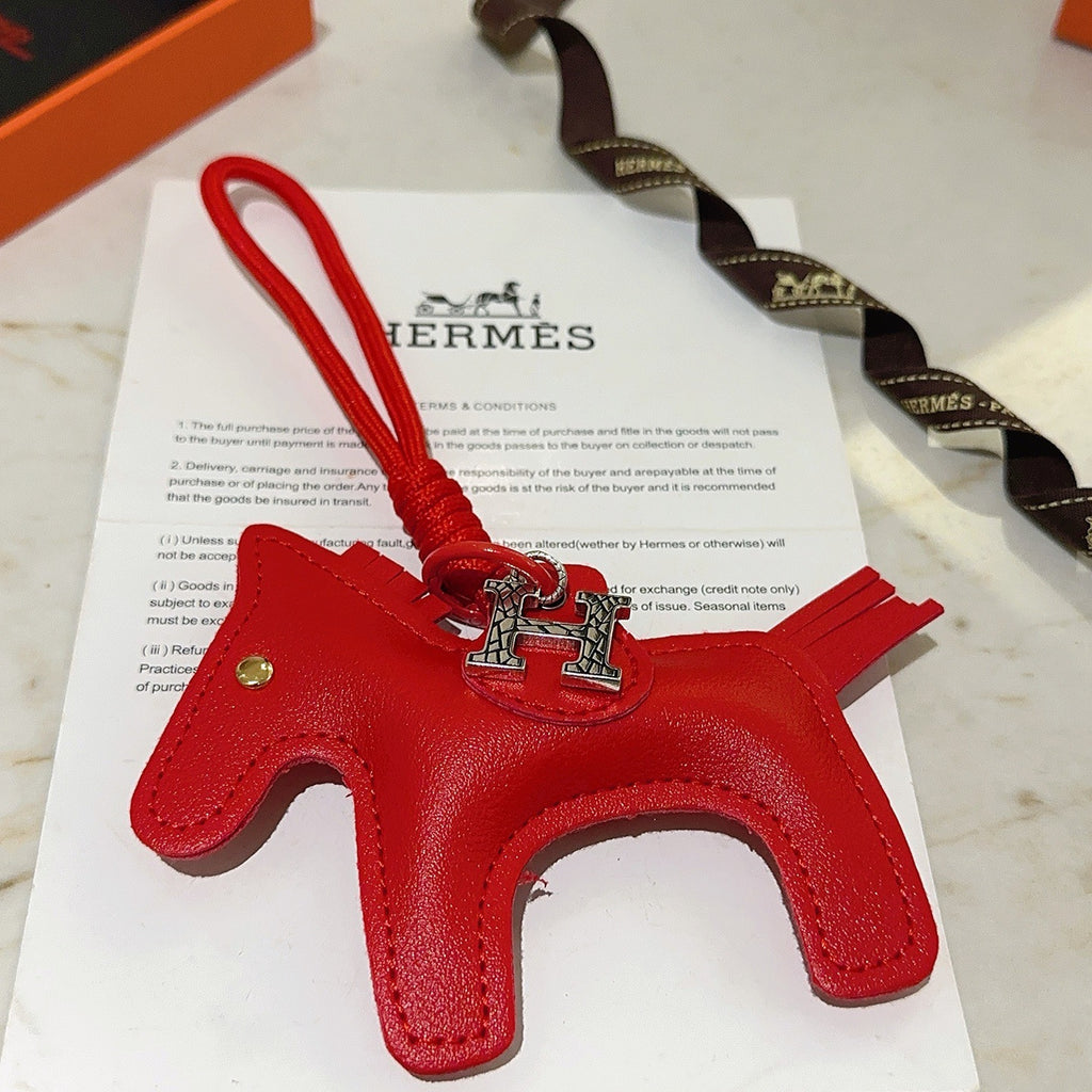 Hermès Red Leather Horse Bag Charm - album image 2