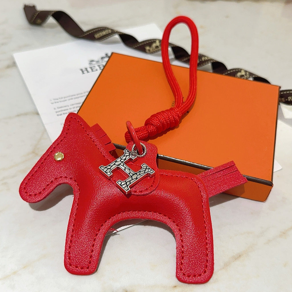 Hermès Red Leather Horse Bag Charm - album image 6