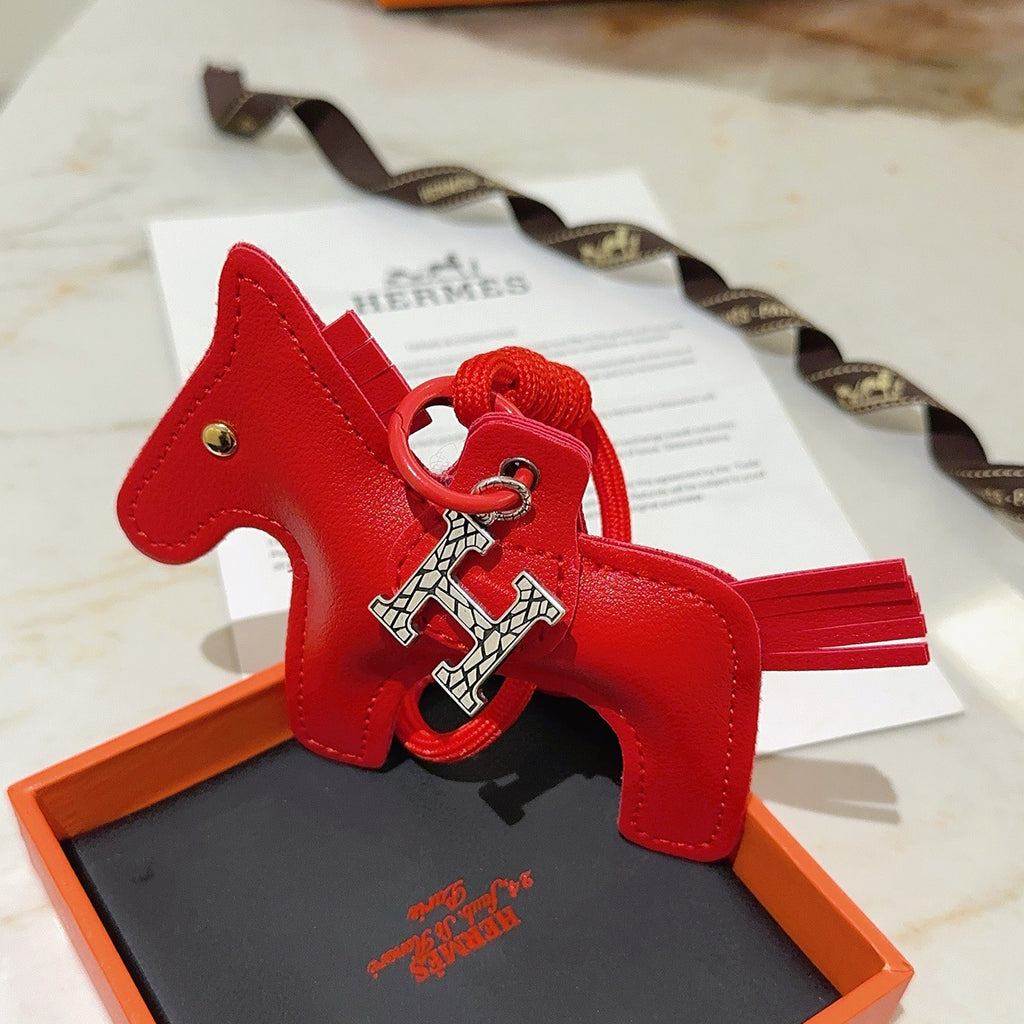 Hermès Red Leather Horse Bag Charm - album image 4