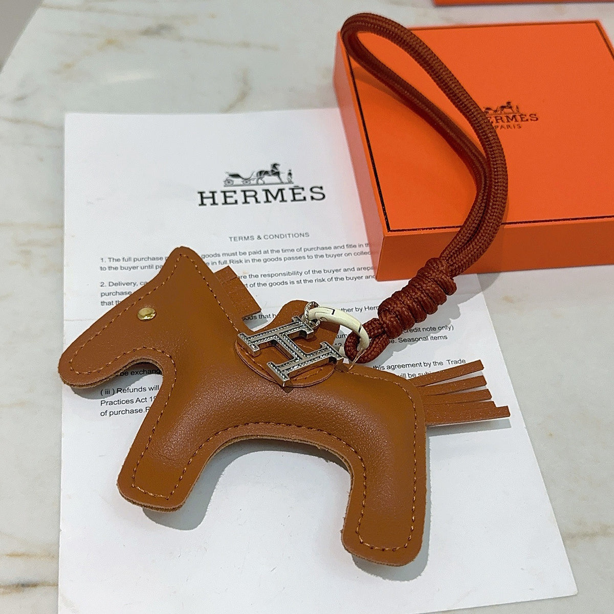Hermès Tan Leather Horse Bag Charm - album image 6
