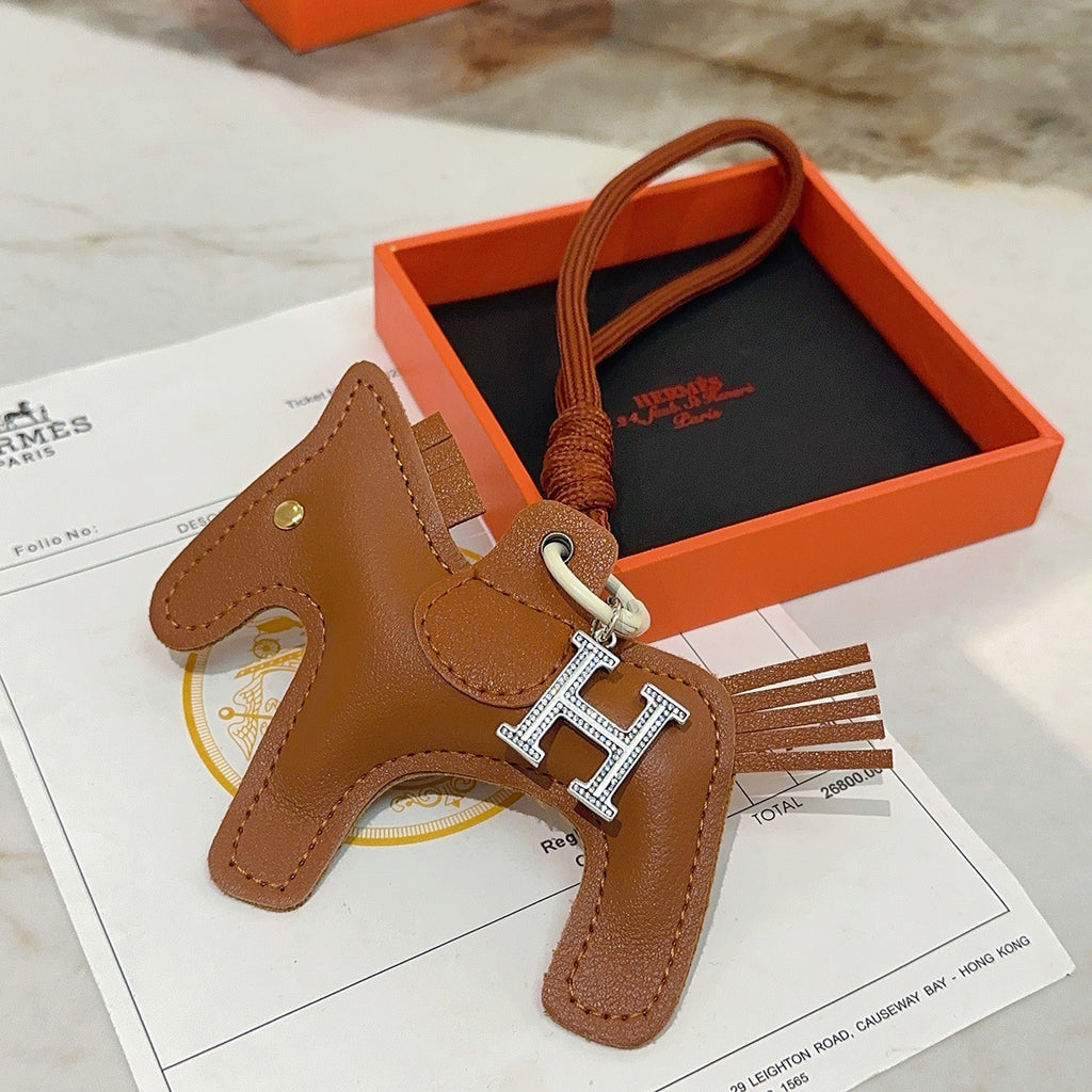 Hermès Tan Leather Horse Bag Charm - album image 2