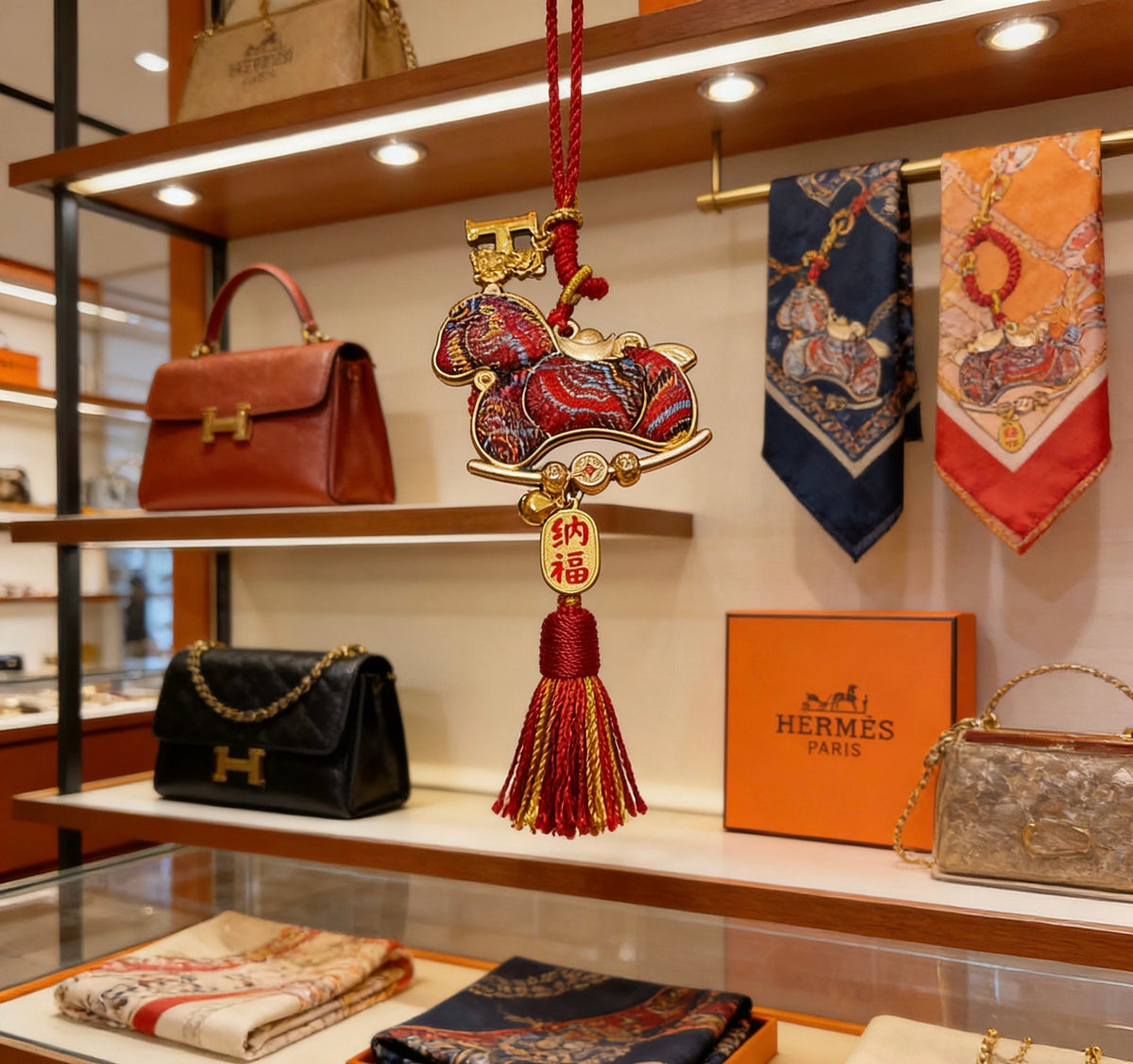 Hermès Red Letter-Patterned Horse Plush Toy - album image 6