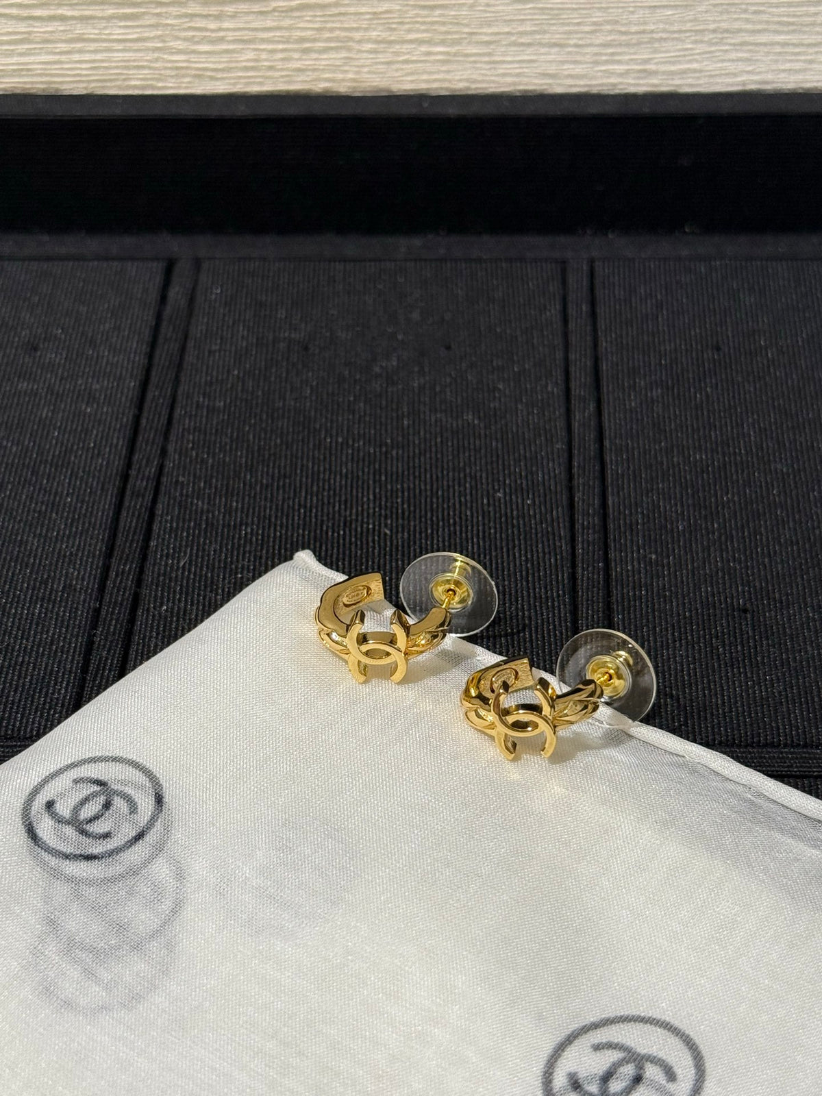 Chanel Interlocking C Checkered Gold-Tone Diamond-Shape Earrings - album image 2