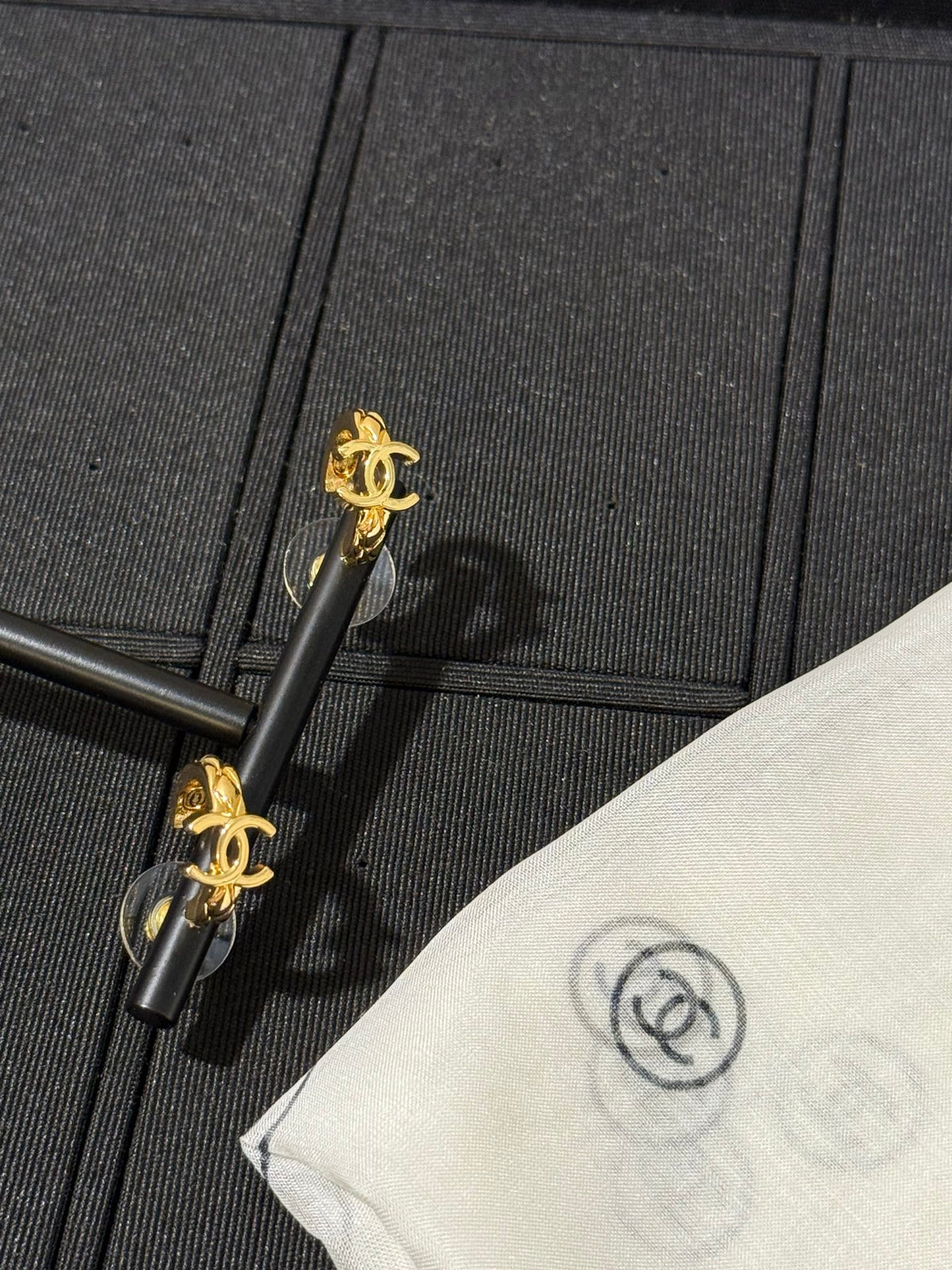 Chanel Interlocking C Checkered Gold-Tone Diamond-Shape Earrings - album image 6
