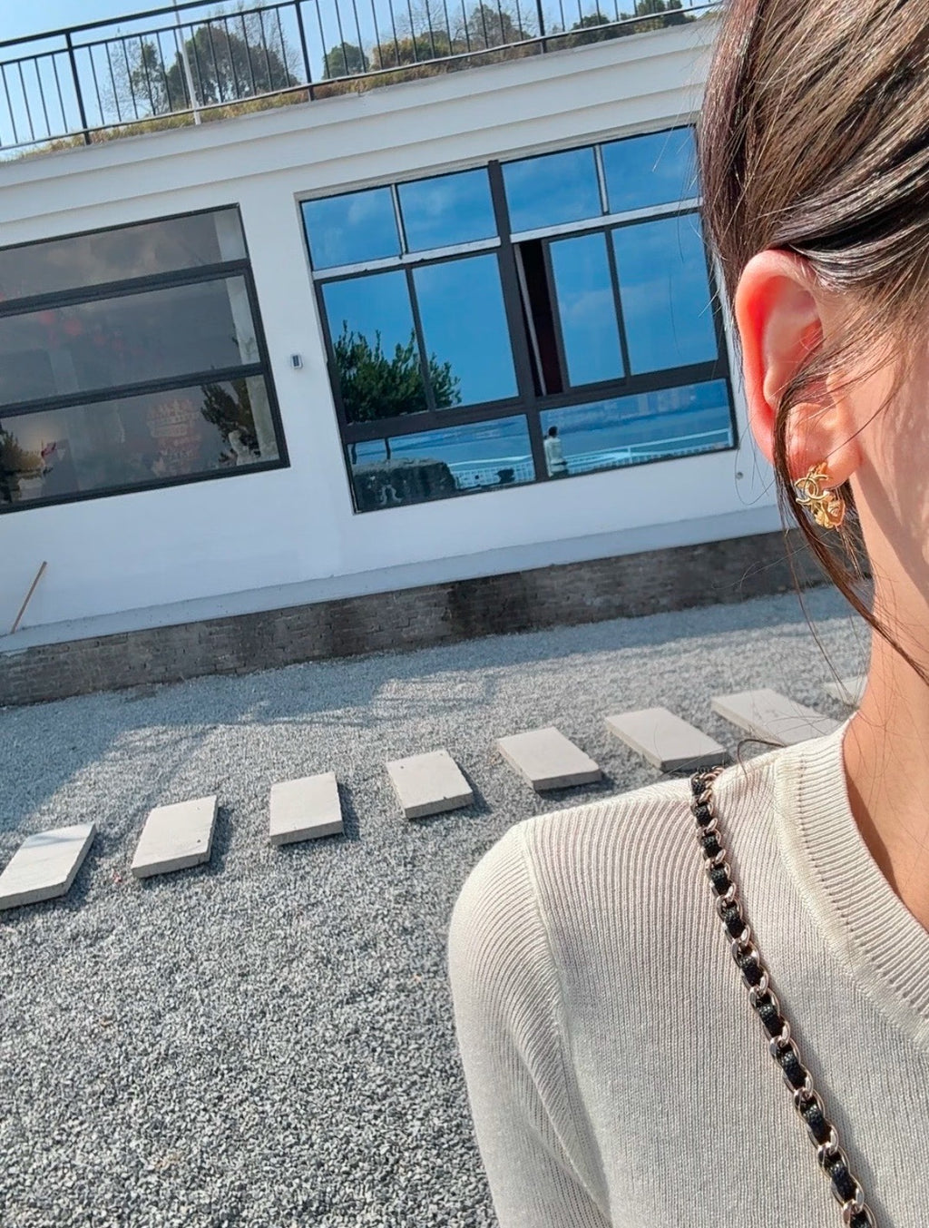 Chanel Interlocking C Checkered Gold-Tone Diamond-Shape Earrings - album image 9