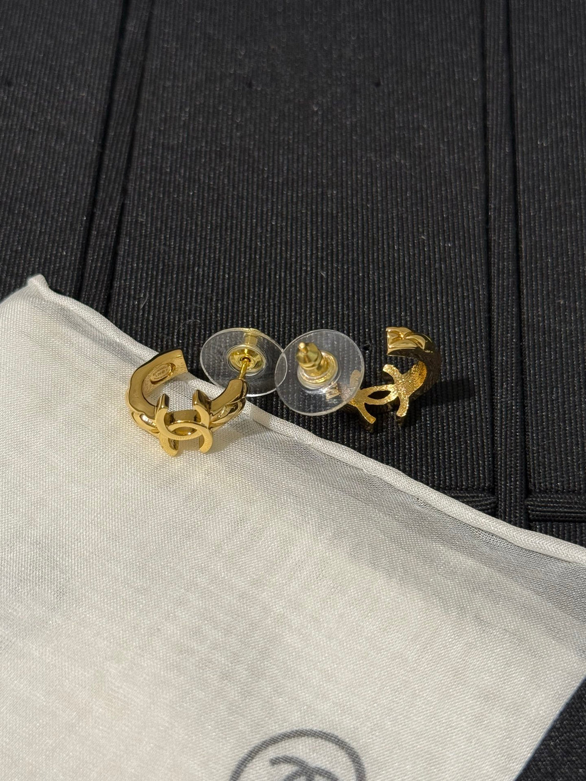 Chanel Interlocking C Checkered Gold-Tone Diamond-Shape Earrings - album image 3