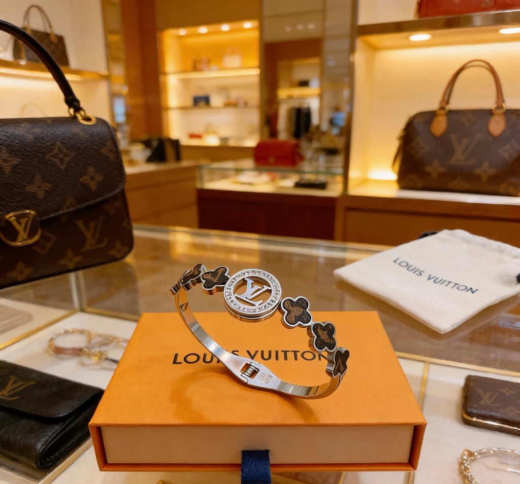 Louis Vuitton Silver-Tone Textured Open Bangle - album image 6