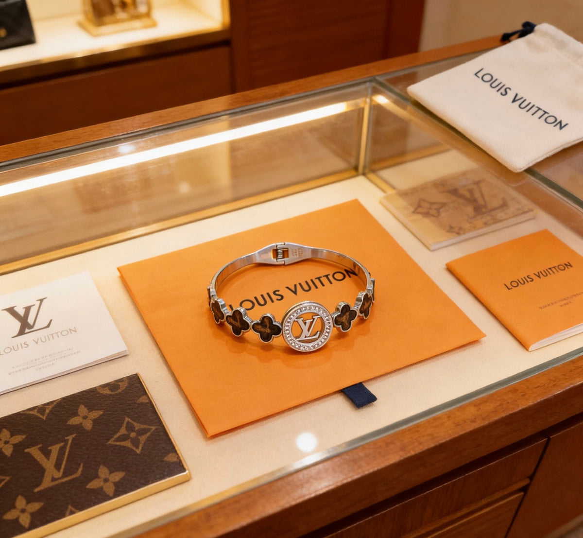 Louis Vuitton Silver-Tone Textured Open Bangle - album image 3