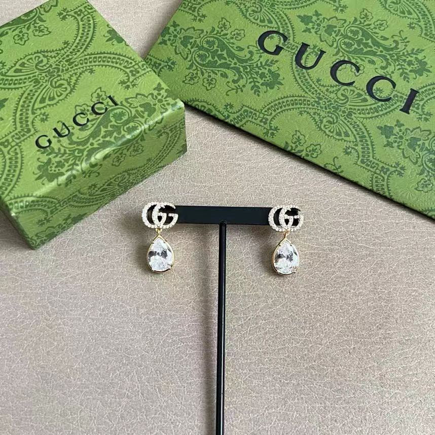 Gucci Gold-Tone GG and Teardrop Crystal Earrings - album image 2