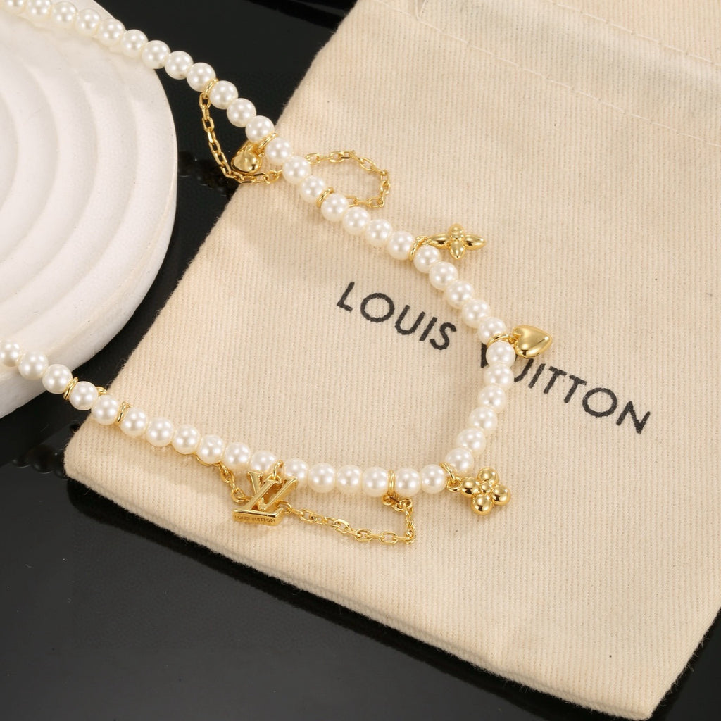 Louis Vuitton Pearl LV Letter Necklace - album image 6