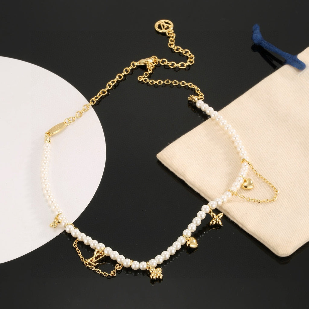 Louis Vuitton Pearl LV Letter Necklace - album image 8
