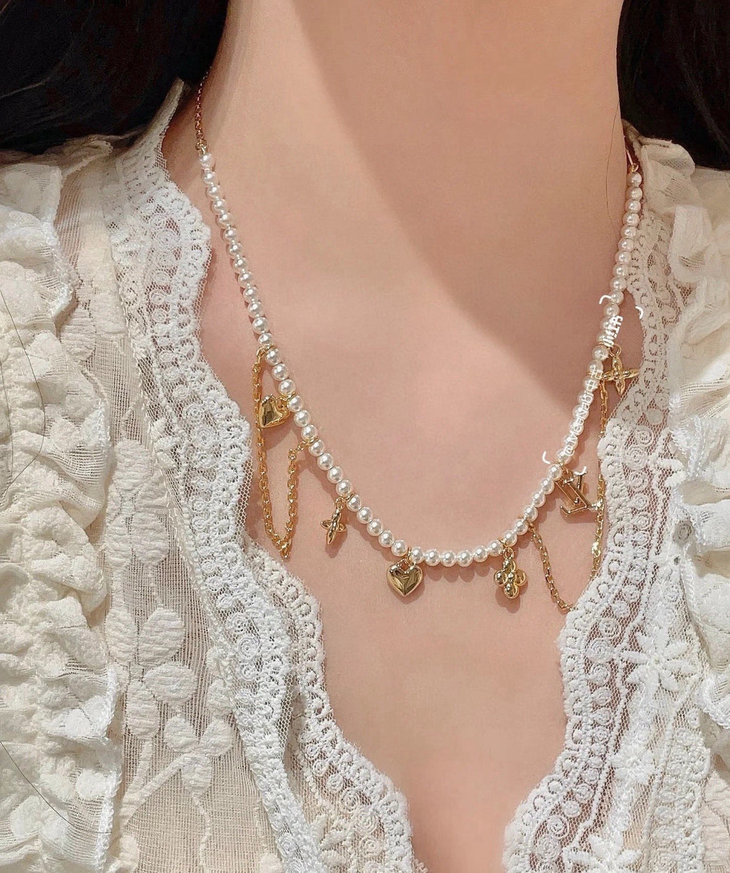 Louis Vuitton Pearl LV Letter Necklace - album image 4