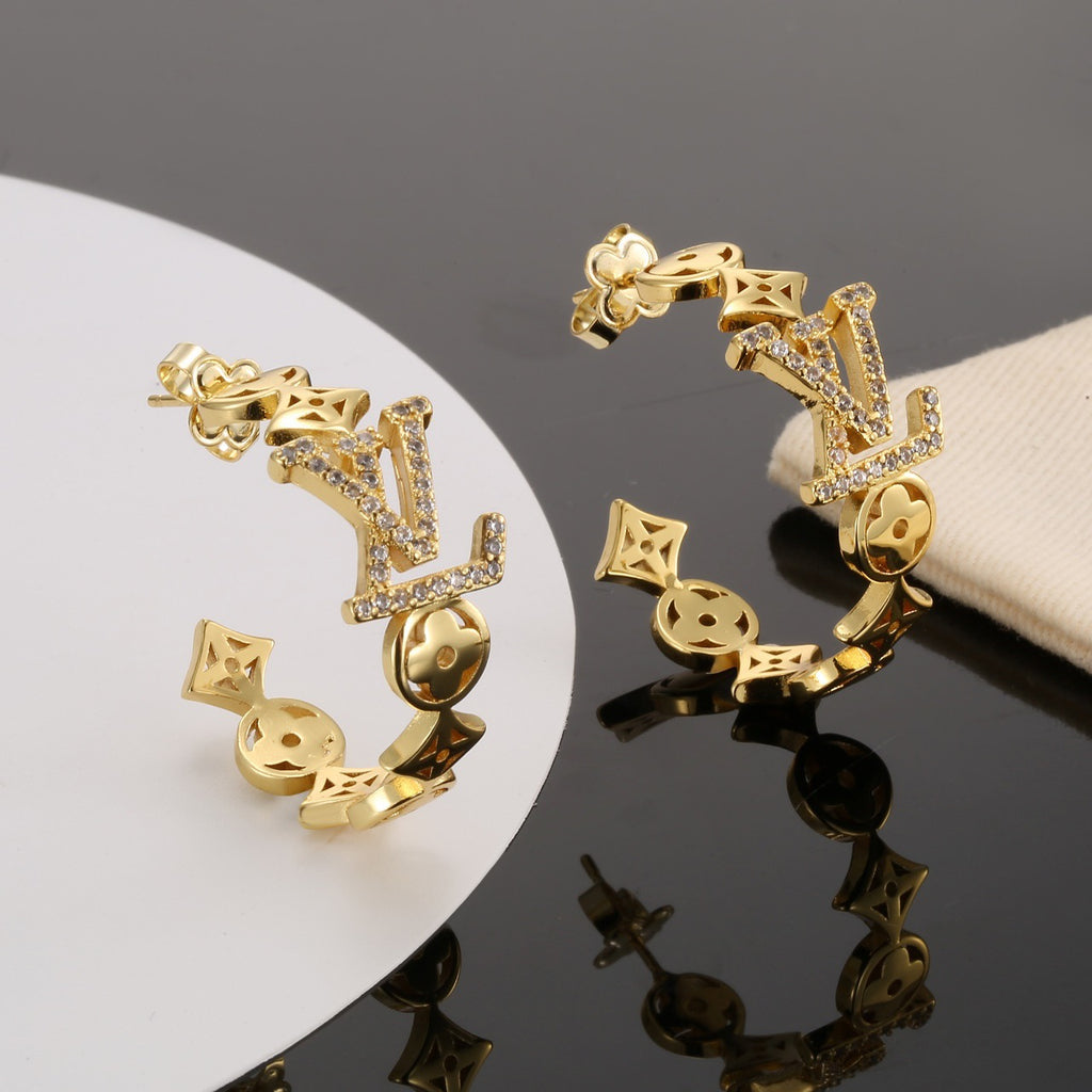 Louis Vuitton Gold-Tone Geometric Drop Earrings with Hanging Charms - album image 5