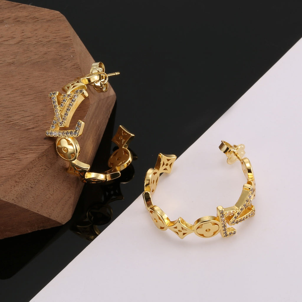 Louis Vuitton Gold-Tone Geometric Drop Earrings with Hanging Charms - album image 6