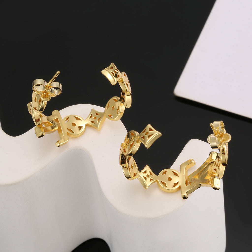 Louis Vuitton Gold-Tone Geometric Drop Earrings with Hanging Charms - album image 3