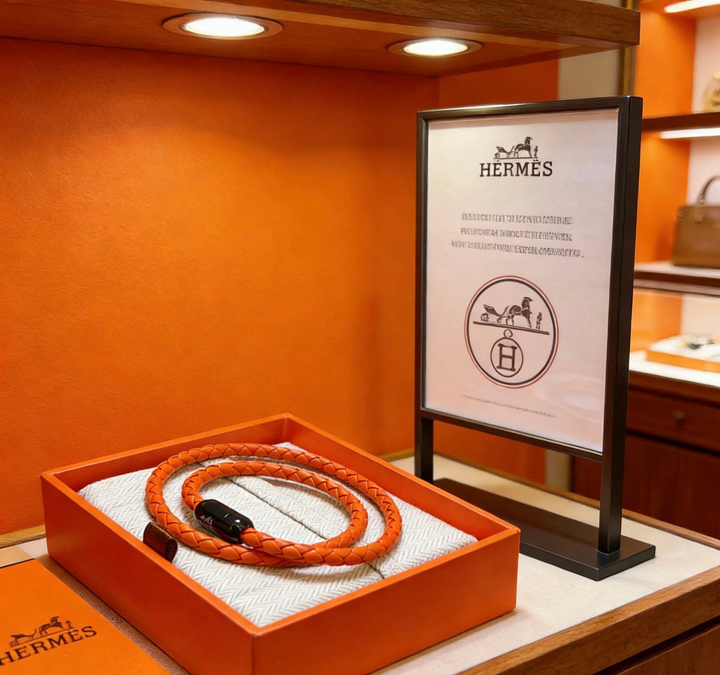 Hermès Orange Leather Double-Wrap Bracelet - album image 5