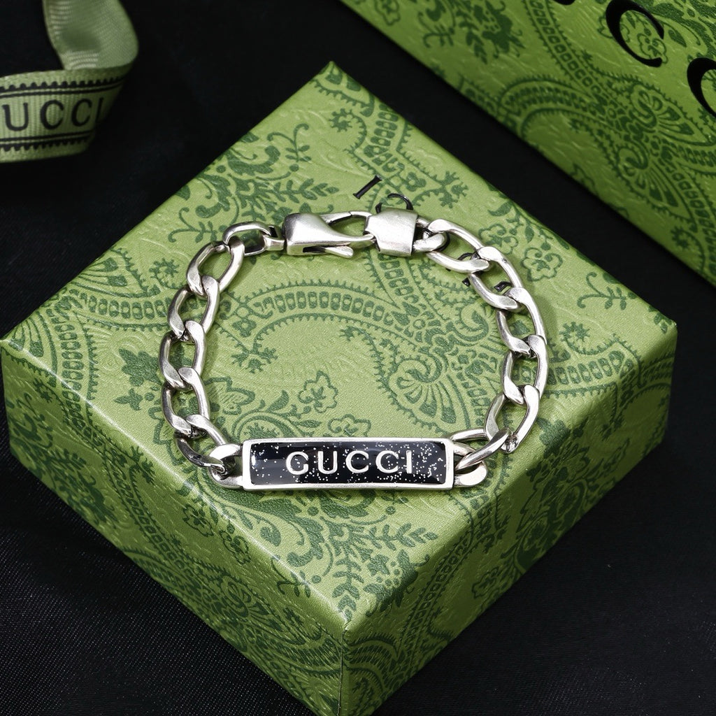 Gucci Silver-Tone Rectangular Plaque Bracelet - album image 2