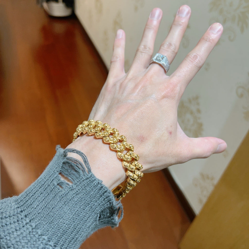 Balenciaga Gold-Tone Studded BB Chain Bracelet - album image 7