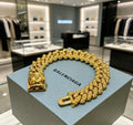 Balenciaga Gold-Tone Studded BB Chain Bracelet - album image 1