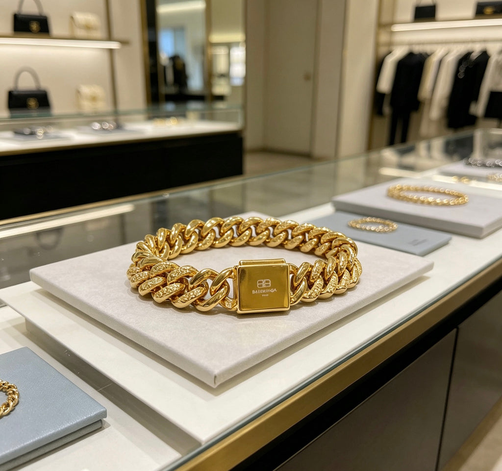 Balenciaga Gold-Tone Studded BB Chain Bracelet - album image 6