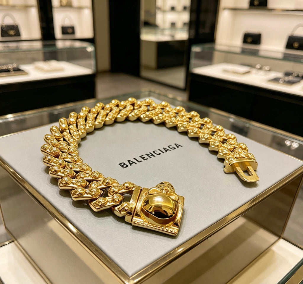 Balenciaga Gold-Tone Studded BB Chain Bracelet - album image 2