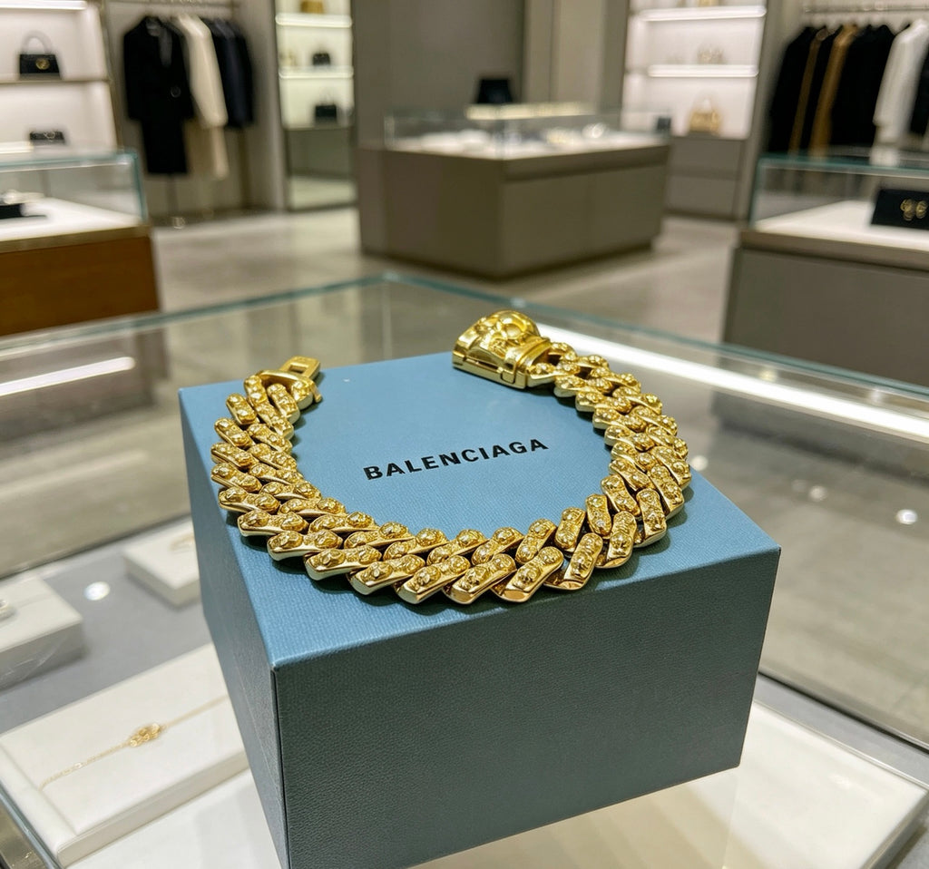 Balenciaga Gold-Tone Studded BB Chain Bracelet - album image 5