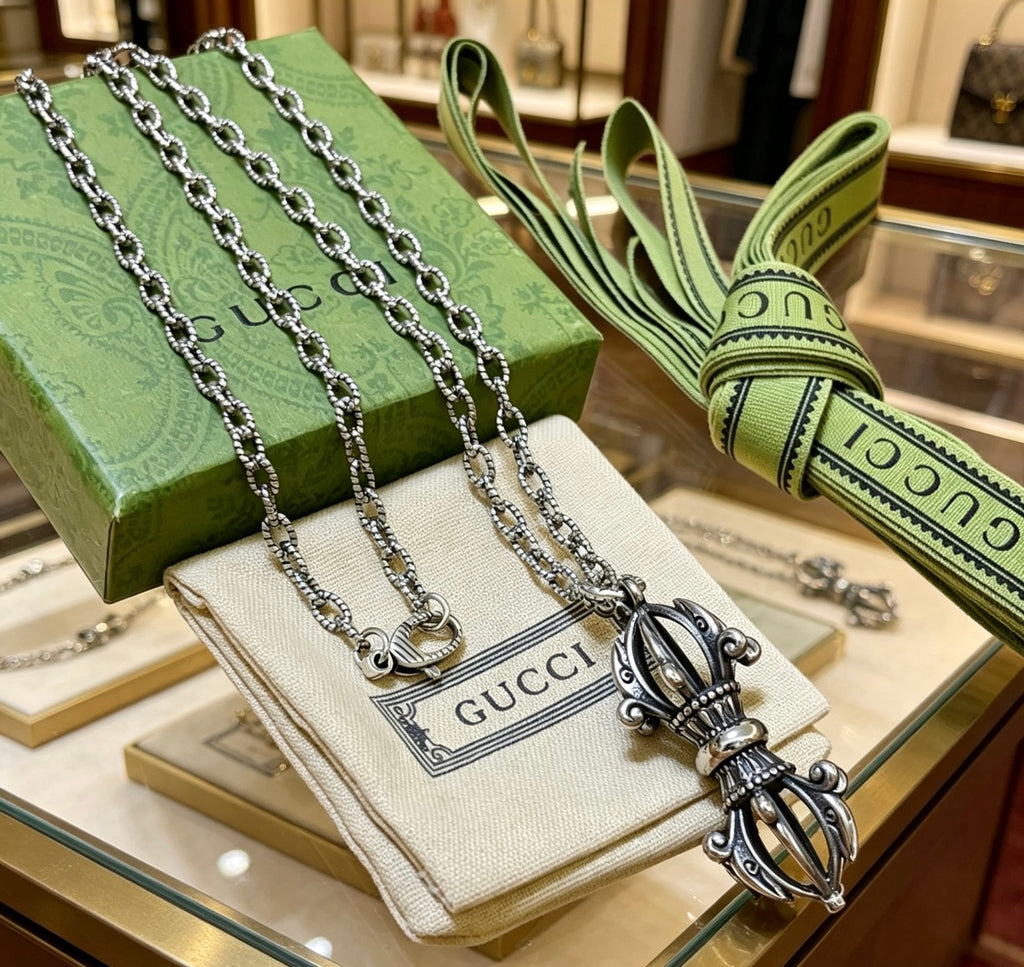 Gucci Anger Forest Interlocking G Antiqued Chain Necklace - album image 4