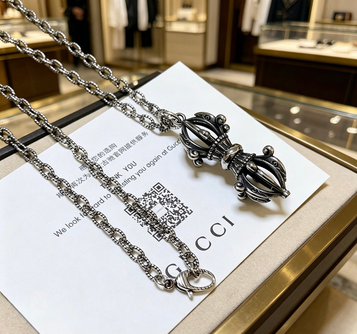 Gucci Anger Forest Interlocking G Antiqued Chain Necklace - album image 5