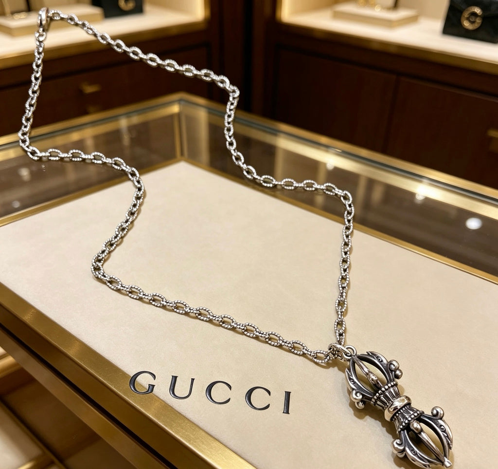 Gucci Anger Forest Interlocking G Antiqued Chain Necklace - album image 1