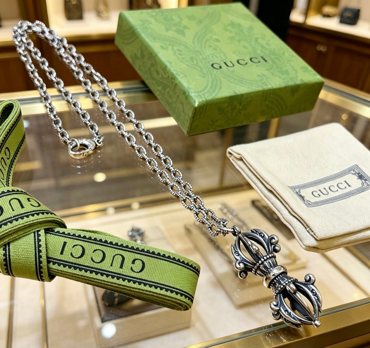Gucci Anger Forest Interlocking G Antiqued Chain Necklace - album image 7