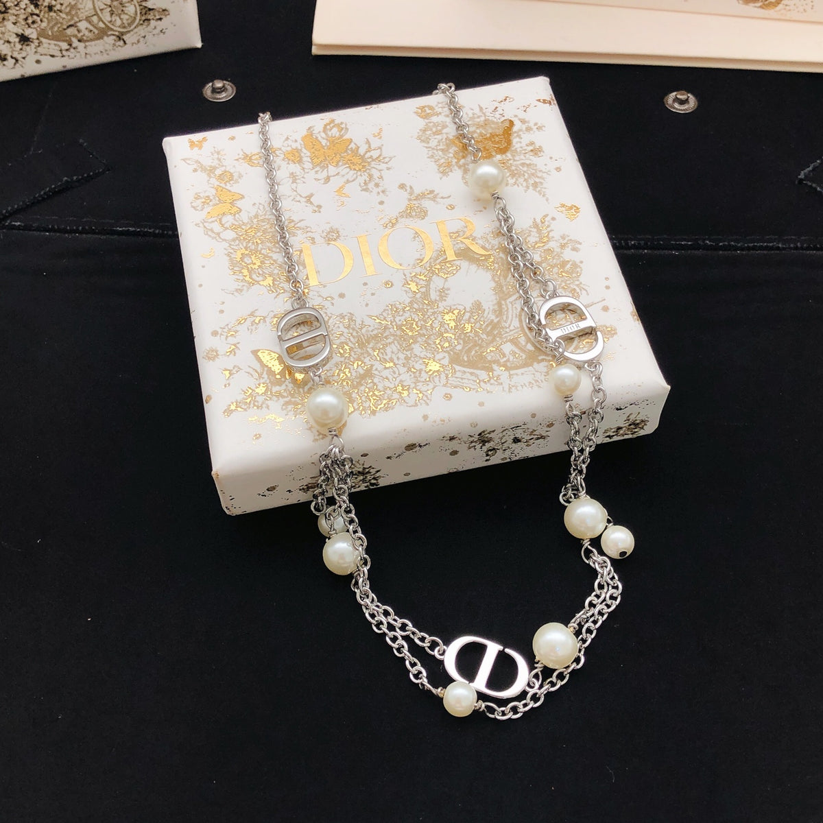 Dior Gray Bead CD Necklace - product image 1