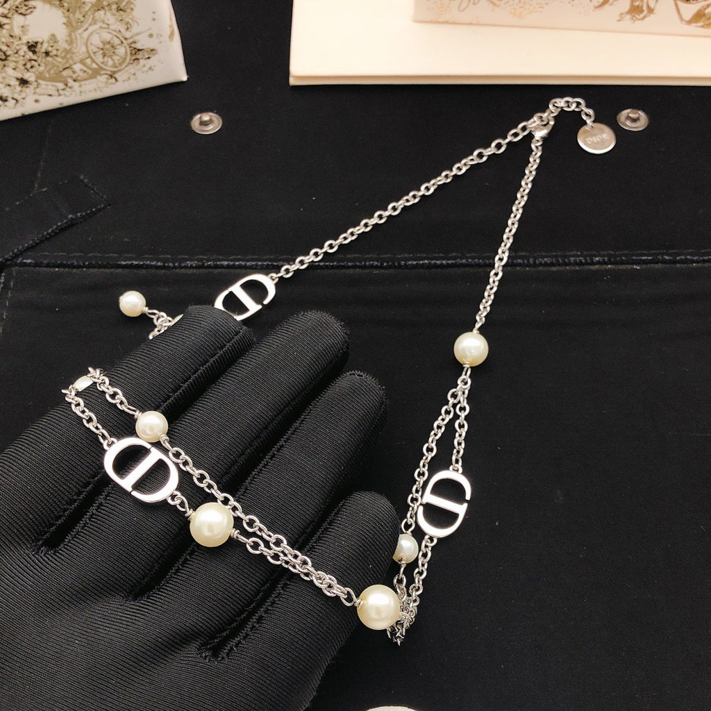 Dior Gray Bead CD Necklace - product image 4