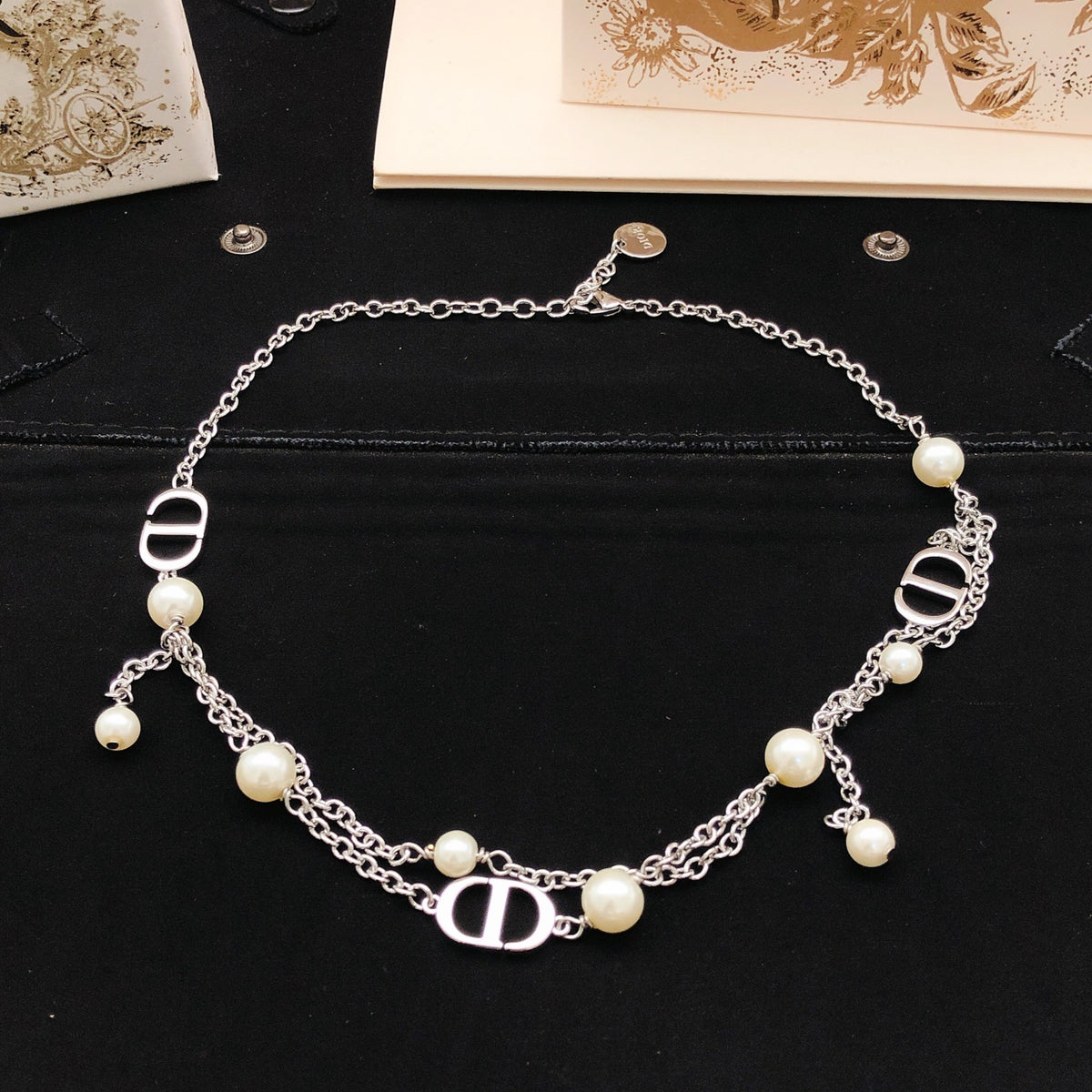 Dior Gray Bead CD Necklace - product image 3